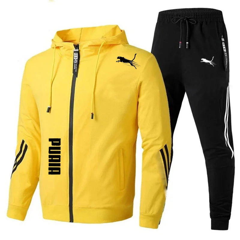 Noxwear-Men's Spring Autumn Tracksuit Set Long Sleeve Hoodie And Joggers 2-Piece Fitness Running Sportswear Casual Clothing