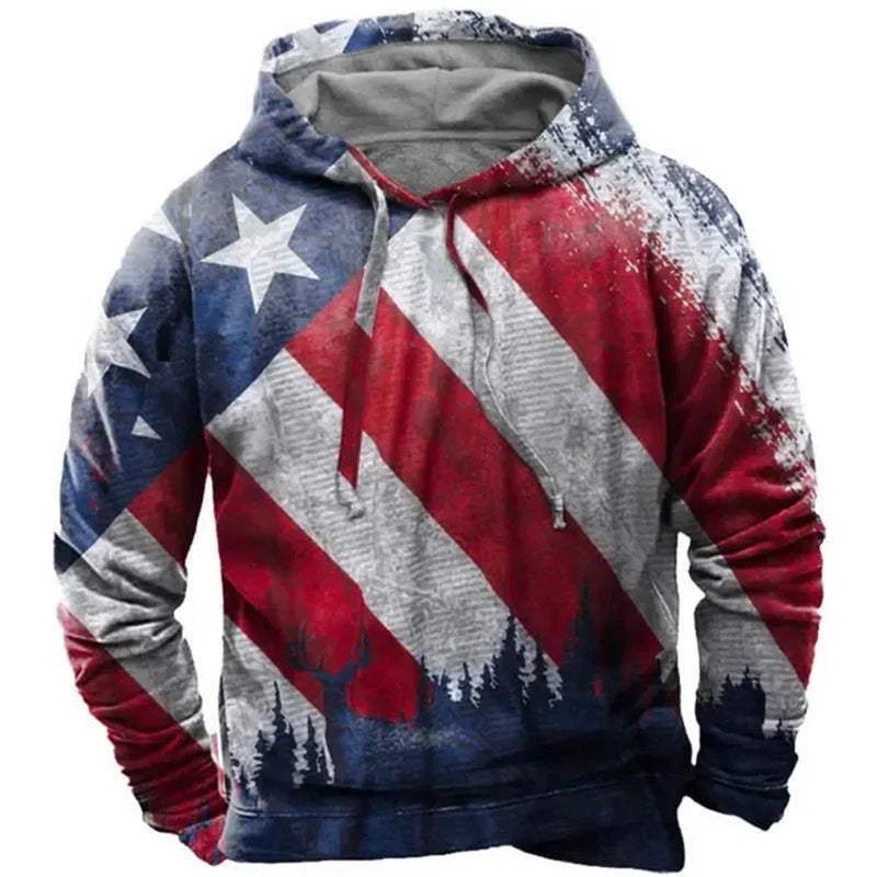Noxwear - Fashion US Flag Print Hoodies For Men Hip Hop Trend Harajuku Vintage Clothes Spring and Autumn New in Sweatshirts Oversized Tops