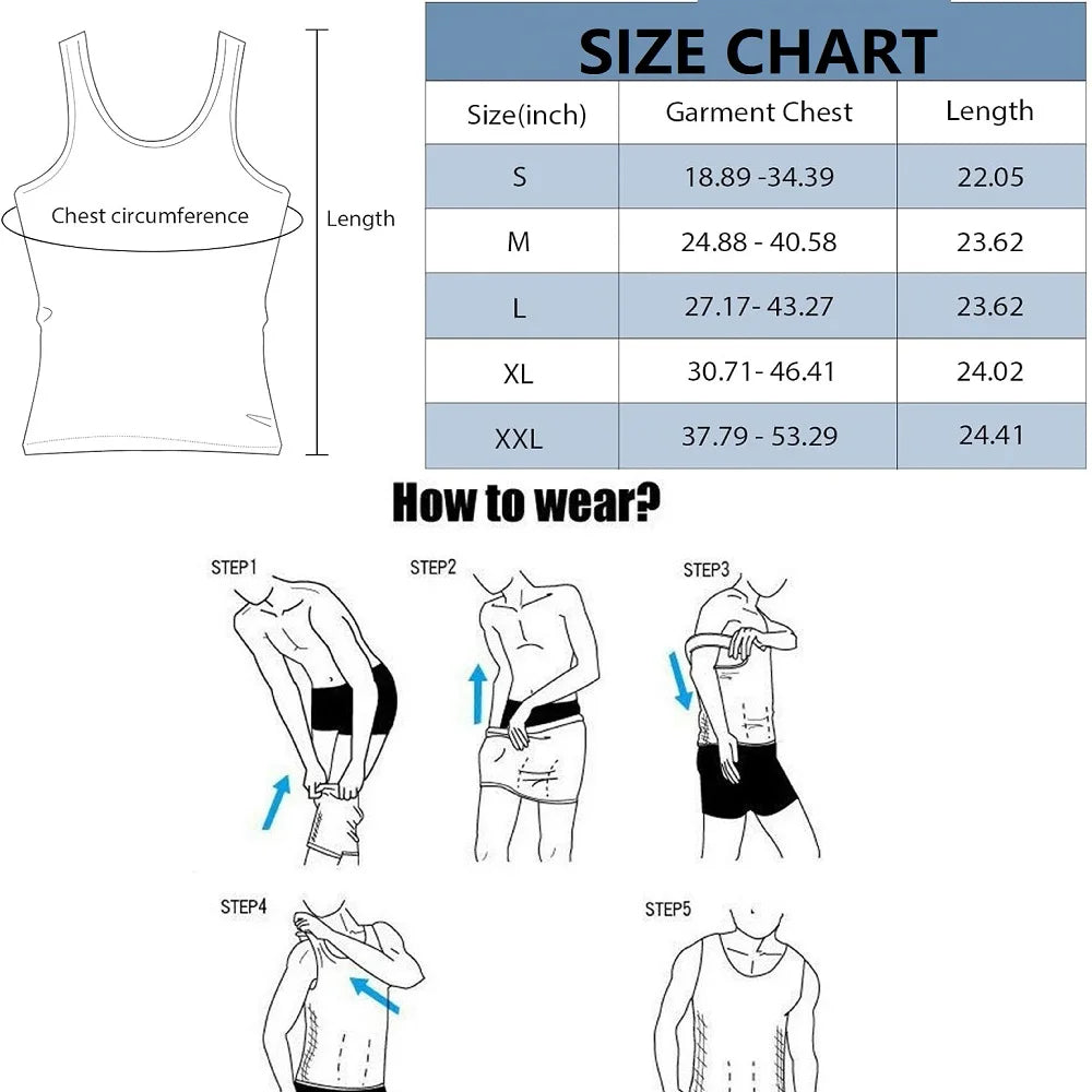 Noxwear - Men's Compression Shirts Tank Tops Undershirts Mens Slimming Body Shaper Vest Sleeveless Abdomen Slim Vest Fitness Workout