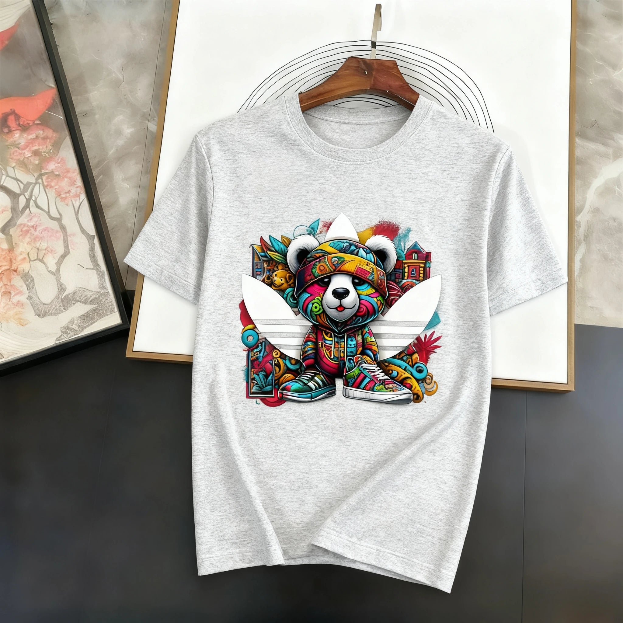Noxwear - Men's and Women's Patterned Top Multi-purpose Loose T-shirt Pure Cotton 2025 Summer New Short Sleeved Sailor Collar Print