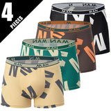 Noxwear - 4/10piece Men's European And American Size Printed Fashionable Underwear Comfortable Plus Size Boxer Shorts Casual Sports Shorts