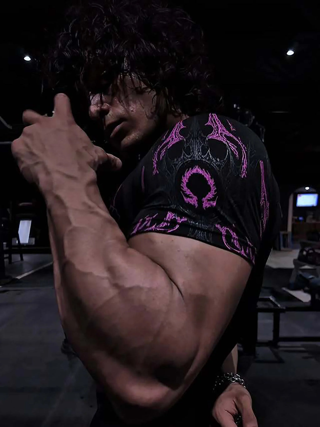 Noxwear - GYM T-shirt Men's Dark Gothic Print Muscle Tee  High Elasticity And Quick Drying Exercise For Bodybuilding Training 2025 Summer