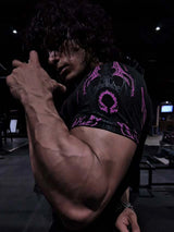 Noxwear - GYM T-shirt Men's Dark Gothic Print Muscle Tee  High Elasticity And Quick Drying Exercise For Bodybuilding Training 2025 Summer