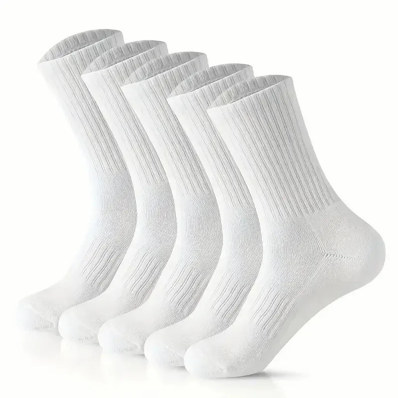 Noxwear - 5/10/20 Pairs Neutral Solid Color Round Neck Socks Spring Autumn Sweat Absorbing Breathable Comfortable All-season Sports Socks