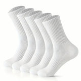 Noxwear - 5/10/20 Pairs Neutral Solid Color Round Neck Socks Spring Autumn Sweat Absorbing Breathable Comfortable All-season Sports Socks