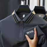 Noxwear - New Embroidered High-quality Men's Summer Short Sleeved Polo Shirt, Trendy Men's Top for Business and Leisure
