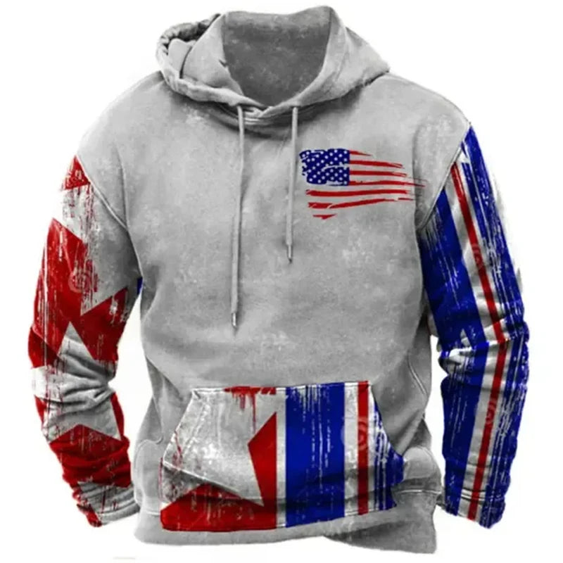Noxwear - Fashion US Flag Print Hoodies For Men Hip Hop Trend Harajuku Vintage Clothes Spring and Autumn New in Sweatshirts Oversized Tops