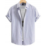 Noxwear - Hawaiian Shirts For Men 3d Stripe Print High-Quality Men'S Clothing Loose Oversized Shirts And Blooms Summer Casual Short Sleeve