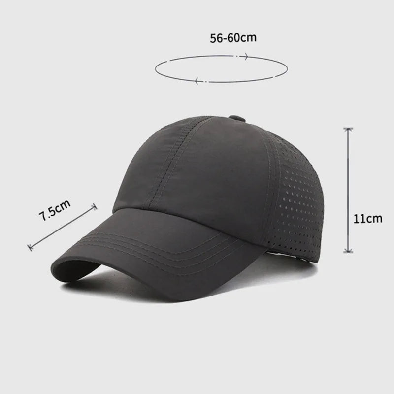 Noxwear-Dry Quickly Sun Cap Woman Outdoors Casual Sport Hat Men Big Size Baseball Cap 60-65cm Adjustable Sun Visor Cap Peaked Cap