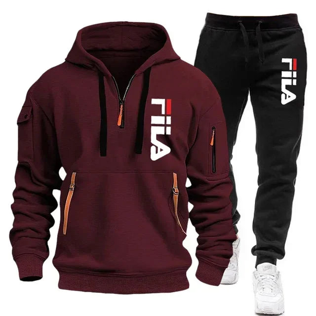 Noxwear-Two sets of 2025 new fashionable men's sportswear, a zippered hooded sweatshirt and sweatpants, for casual fitness and jogging