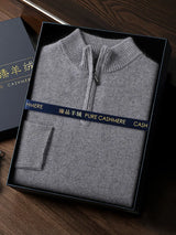 Noxwear - CHICUU Men's 100% Cashmere Sweater Zipper Pullover Mock Neck Long Sleeve Basic Cashmere Knitwear Autumn Winter Clothing Tops