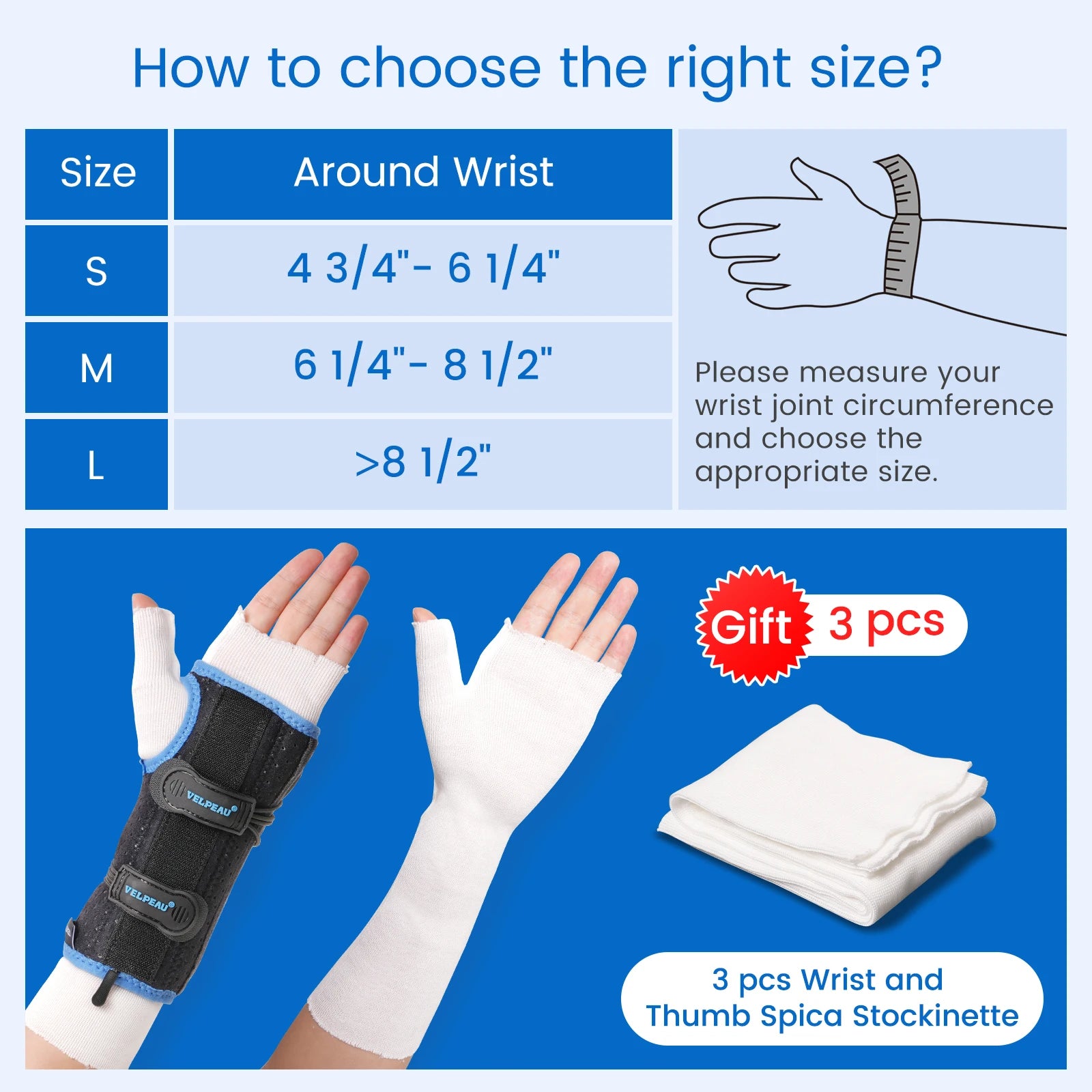Noxwear - VELPEAU Wrist Brace for Carpal Tunnel, Arthritis, Tendonitis, Sprain, Injuries and Pain Relief, Wrist Splint for Women Men
