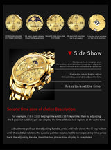 Noxwear - OLEVS Top Luxury Brand Men's Watches Moon Phase Chronograph Quartz Watch for Man Gold Stainless Steel Luminous Original Watch