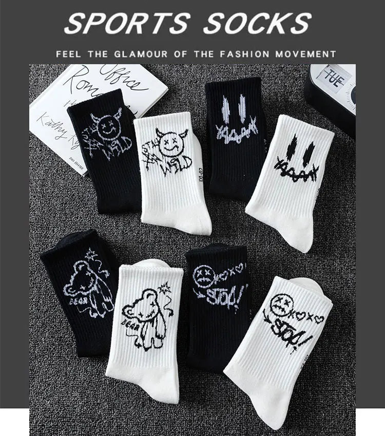 Noxwear - 10 pairs of men's sports socks, casual, breathable, and versatile. Ghost face graffiti personalized socks