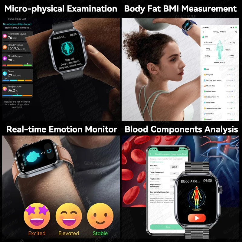 Noxwear - 2025 New Accurate ECG Smart Watch Heart Health Analysis Blood analysis Blood Lipid Blood Pressure BT call Smart Watches For Men