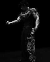 Noxwear - GYM T-shirt Men's Dark Gothic Print Muscle Tee  High Elasticity And Quick Drying Exercise For Bodybuilding Training 2025 Summer