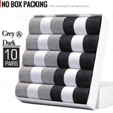 Noxwear - HSS 5/10 Pairs Men's Cotton Blend Socks Black Business Men Socks Soft Breathable Summer Winter for Male Socks Plus Size (6.5-14)