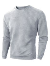 Noxwear - Autumn Men's Crew Neck Pullover Solid Color Casual Jacquard Check Sweatshirt Long Sleeve Warm Slim Sweaters Knitted Streetwear