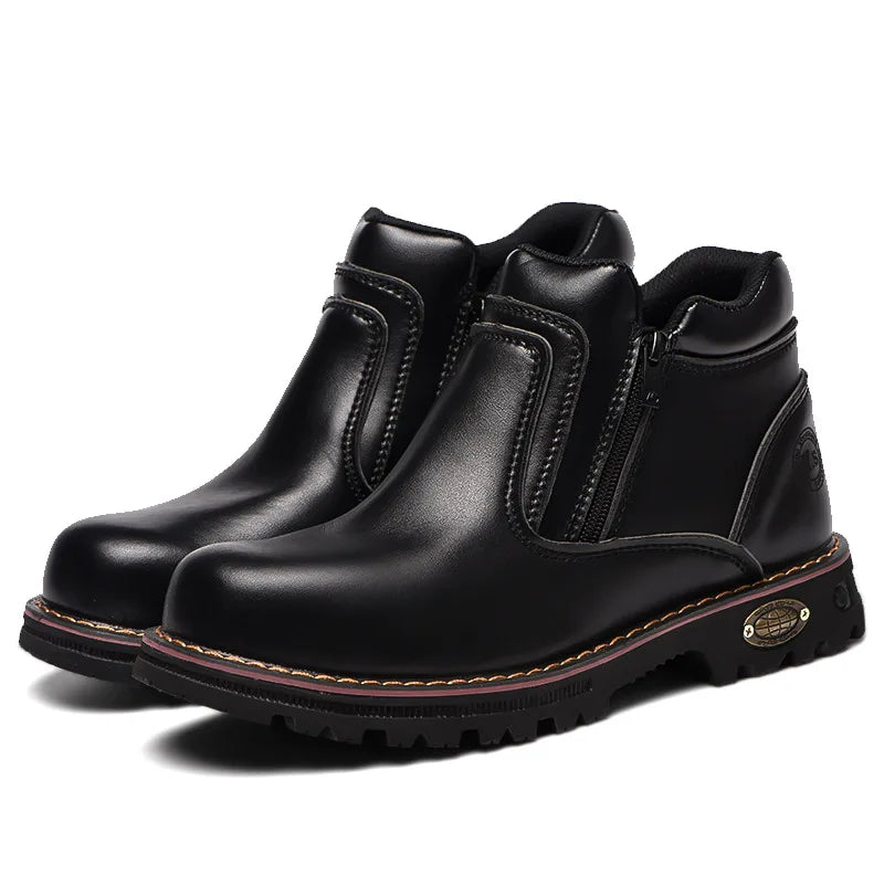 Noxwear - Steel toe cap boots waterproof non-slip work shoes for men women anti smash anti puncture leather construction site safety shoes