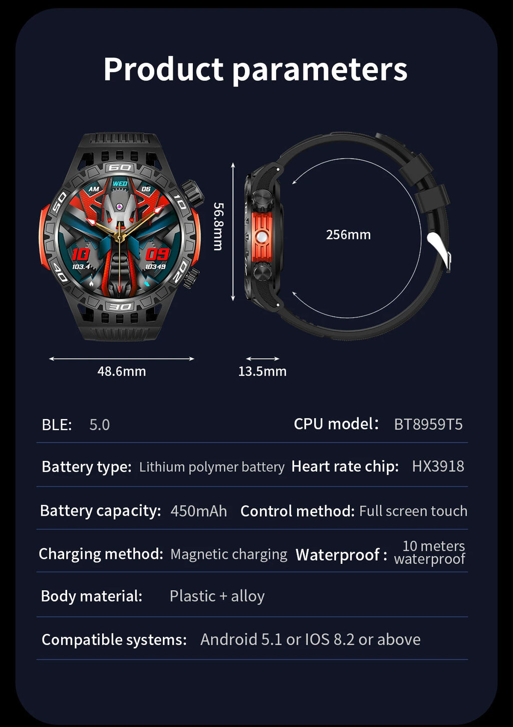 Noxwear - LIGE GPS Smart Watch Men LED Flashlight Compass Waterproof Bluetooth Call Health Watches Voice Assistant Military Smartwatch Men