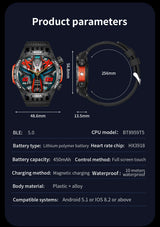 Noxwear - LIGE GPS Smart Watch Men LED Flashlight Compass Waterproof Bluetooth Call Health Watches Voice Assistant Military Smartwatch Men