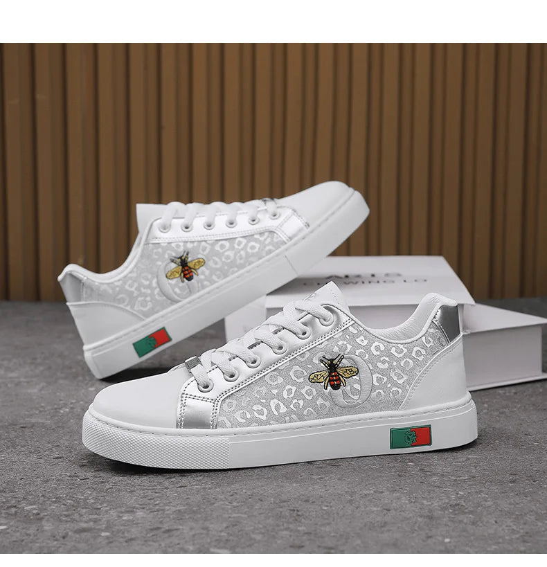 Noxwea - New Shoes for Men Leather Casual Shoes Trend Flat Skateboard Shoes Youth Street Cool Lace-up Sneaker