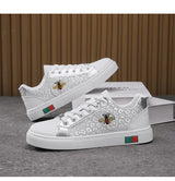 Noxwea - New Shoes for Men Leather Casual Shoes Trend Flat Skateboard Shoes Youth Street Cool Lace-up Sneaker