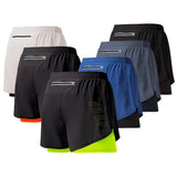 Noxwear - Men's Running Shorts Quick-drying Fitness Black Double Layer Shorts Men New Sport Workout Training Bodybuilding Short Pants