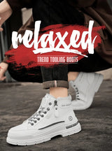 Noxwear - Winter Mens Warm Ankle Boots Fashion Versatile White Leather Shoes Outdoor Non-slip Sneakers for Man Motocycle Snows Boots Botas