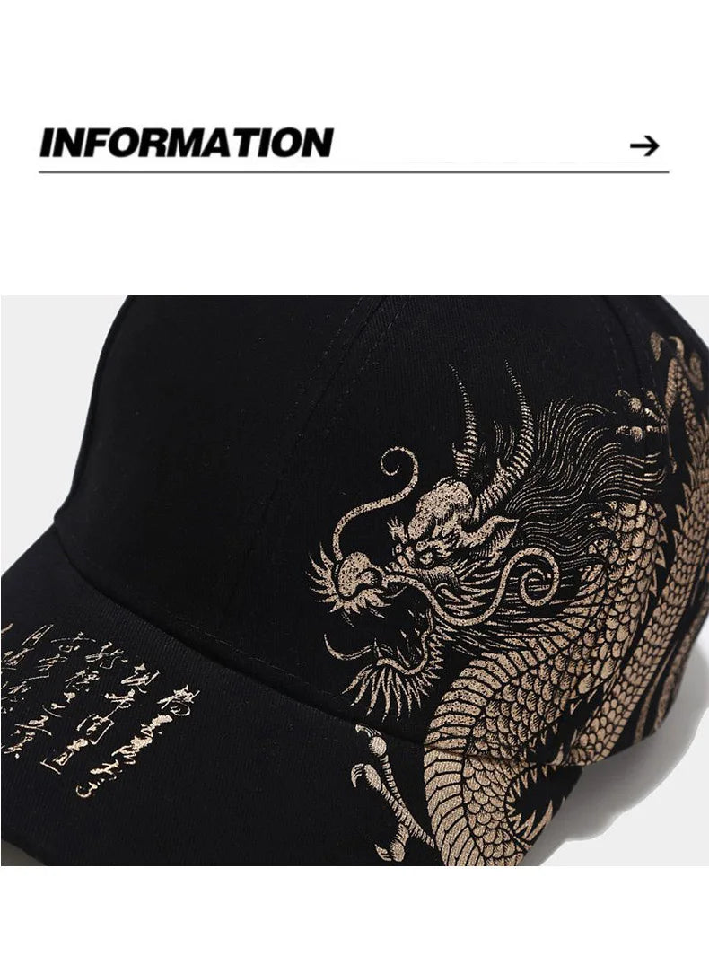 Noxwear - Chinese Style Dragon Pattern Baseball Hat For Men And Women, Versatile National Tide Cap, Hip Hop Hip Hop Skateboarding, Cool