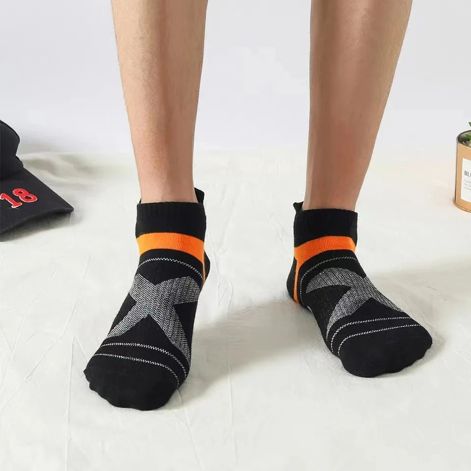 Noxwear - 5 Pairs High Quality Socks Men Summer Outdoor Casual Cotton Socks Short Breathable Black Ankle Socks Run Sports Socks Size 38-45