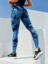 Noxwear CHRLEISURE Tie Dye Push Up High Waist Leggings Stretch Athletic Women Sexy Pants Casual Seamless Gym Knitting Leggings Femme