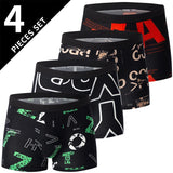 Noxwear - 4/10piece Men's European And American Size Printed Fashionable Underwear Comfortable Plus Size Boxer Shorts Casual Sports Shorts