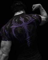 Noxwear - GYM T-shirt Men's Dark Gothic Print Muscle Tee  High Elasticity And Quick Drying Exercise For Bodybuilding Training 2025 Summer