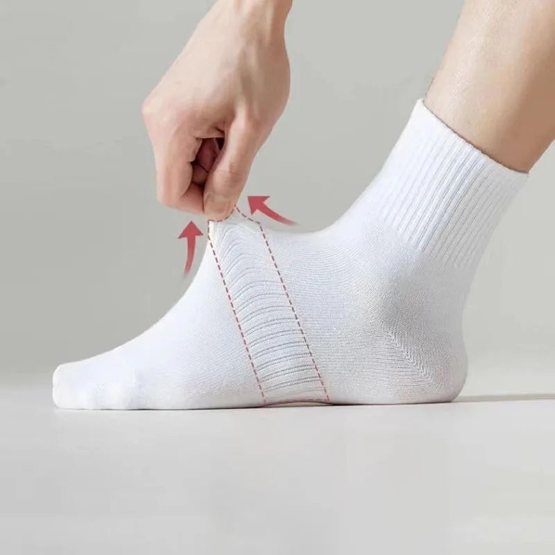Noxwear - 5/10/20 Pairs Neutral Solid Color Round Neck Socks Spring Autumn Sweat Absorbing Breathable Comfortable All-season Sports Socks