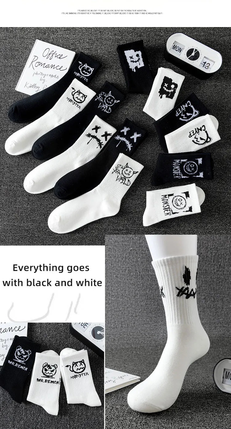 Noxwear - 10 pairs of men's sports socks, casual, breathable, and versatile. Ghost face graffiti personalized socks
