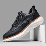 Noxwear - New Shoes for Men Leather Casual Shoes Fashion Breathable Brogues Sport Shoes Street Cool Chunky Sneakers