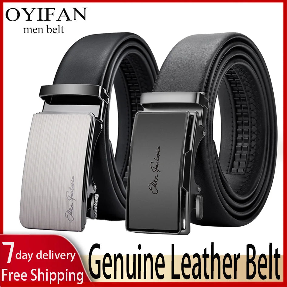 Noxwear - OYIFAN Men Belt Genuine Leather Belt for men Automatic belts Adjustable waistband Business belts 허리띠