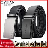 Noxwear - OYIFAN Men Belt Genuine Leather Belt for men Automatic belts Adjustable waistband Business belts 허리띠