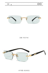 Noxwear - Rimless Sunglasses Rectangle Fashion Popular Women Men Shades Small Square Sun Glasses For Female Male Summer Traveling Oculos