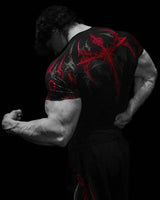 Noxwear - GYM T-shirt Men's Dark Gothic Print Muscle Tee  High Elasticity And Quick Drying Exercise For Bodybuilding Training 2025 Summer