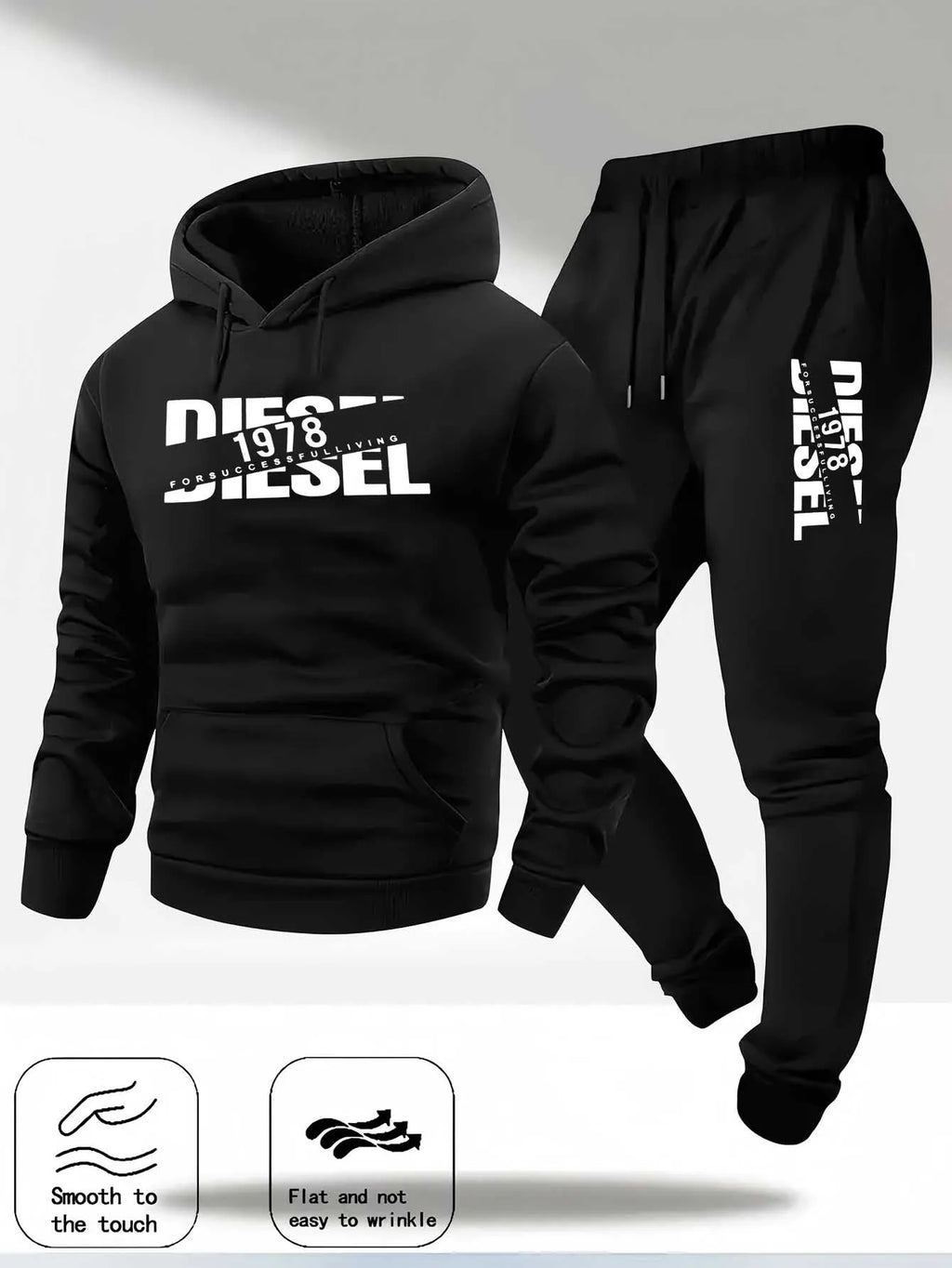 Noxwear-Men Fashion Print Tracksuit Hooded Sweatshirt+Sweatpants Set Autumn winter Casual Fitness Jogging Sports Two-Piece Unisex Outfit