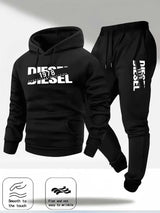 Noxwear-Men Fashion Print Tracksuit Hooded Sweatshirt+Sweatpants Set Autumn winter Casual Fitness Jogging Sports Two-Piece Unisex Outfit