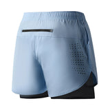 Noxwear - Men's Running Shorts Quick-drying Fitness Black Double Layer Shorts Men New Sport Workout Training Bodybuilding Short Pants