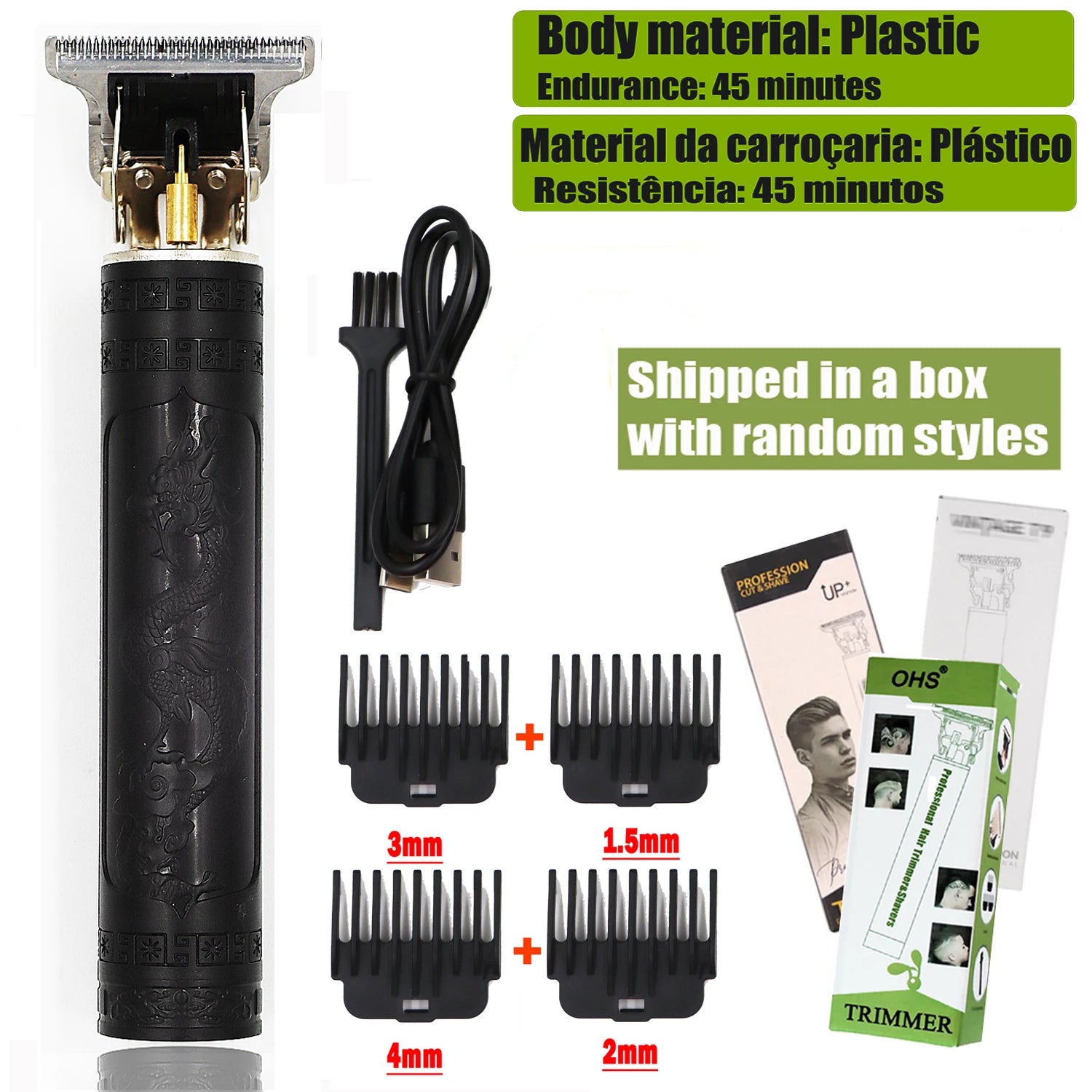 Noxwear - T9 Hair Clipper Repair Beard Shaving Body Hair Trimmer Clippers Electric Machine Men Haircut Machine 0mm Barber Shaver