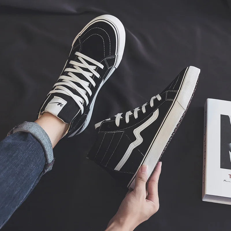 Noxwear - Spring New Shoes for Men Women Canvas Casual Shoes High Tops Flat Skateboard Vulcanized Shoes Lovers Cool Lace-up Sneaker