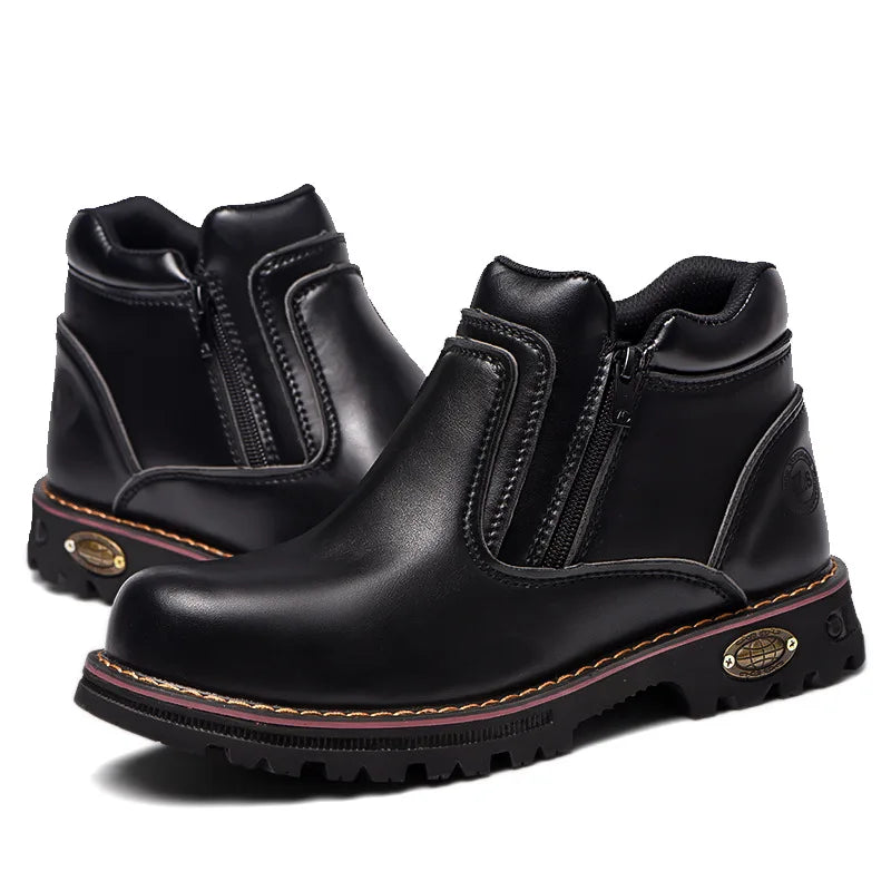 Noxwear - Steel toe cap boots waterproof non-slip work shoes for men women anti smash anti puncture leather construction site safety shoes