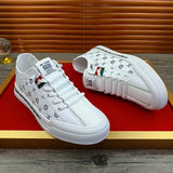 Noxwear - European New Shoes for Men Genuine Leather Casual Shoes Trend Print Flats Skateboard Shoes Youth Street Sneakers