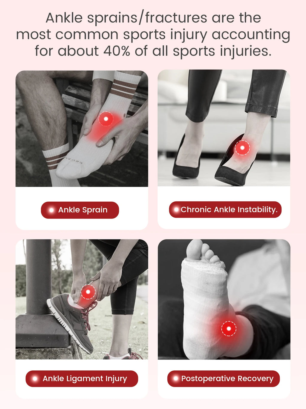 Noxwear - VELPEAU Ankle Splint Brace for Foot Support, Fracture and Sprain, Adjustable Stirrup Ankle Immobilizer, Two Models Can be Choose