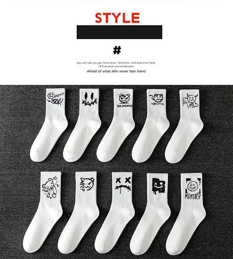 Noxwear - 10 pairs of men's sports socks, casual, breathable, and versatile. Ghost face graffiti personalized socks